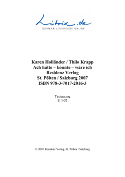 Karen Holländer / Thilo Krapp Ach hätte – könnte – wäre