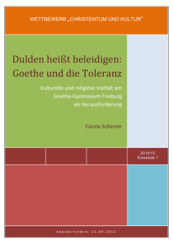 Dulden hei&szlig;t beleidigen: Goethe und die Toleranz