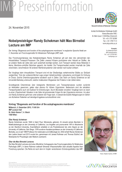 Nobelpreisträger Randy Schekman hält Max Birnstiel Lecture am IMP