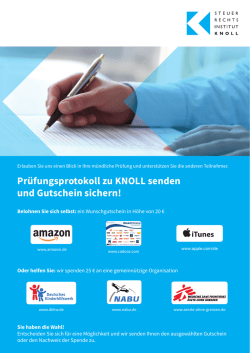 Prüfungsprotokoll zu KNOLL senden und Gutschein sichern!