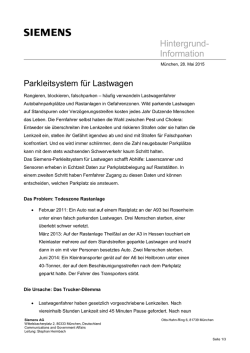 Hintergrund-Information: Parkleitsystem f&uuml;r Lastwagen