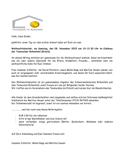 Hallo, liebe Kinder, p&uuml;nktlich, einen Tag vor dem ersten Advent
