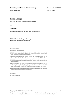 Landtag von Baden-Württemberg Kleine Anfrage Antwort