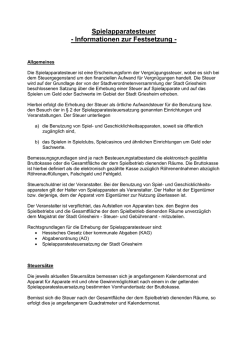 Informationen zur Spielapparatesteuer