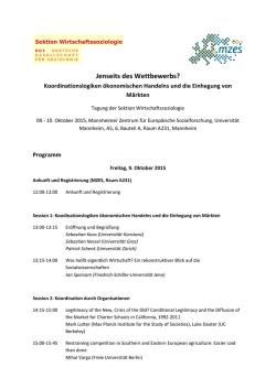 Jenseits des Wettbewerbs? - Sektion Wirtschaftssoziologie der DGS