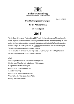 Durchf&uuml;hrungsbestimmungen f&uuml;r die Abiturpr&uuml;fung im Fach Sport