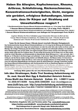 Haben Sie Allergien, Kopfschmerzen, Rheuma, Arthrose