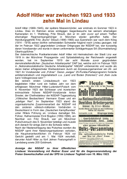 Adolf Hitler war zwischen 1923 und 1933 zehn Mal in Lindau