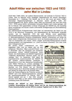 Adolf Hitler war zwischen 1923 und 1933 zehn Mal in Lindau
