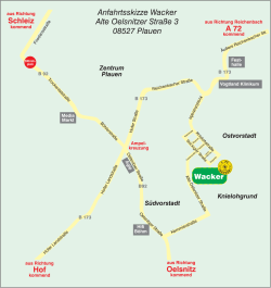 Anfahrtsskizze Wacker Alte Oelsnitzer Straße 3 08527 Plauen