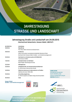 Jahrestagung Stra&szlig;e und Landschaft am 24.09.2015