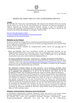 DIEBSTAHL ODER VERLUST VON AUSWEISDOKUMENTEN