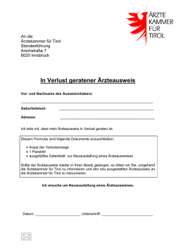 In Verlust geratener &Auml;rzteausweis