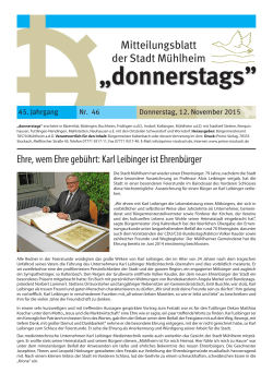 Mitteilungsblatt der Stadt Mühlheim Ehre, wem Ehre gebührt: Karl