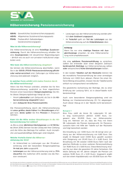 H&ouml;herversicherung Pensionsversicherung