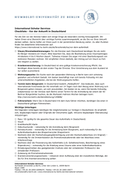 HU ISS_Checkliste Vor der Ankunft - HU International - Hu