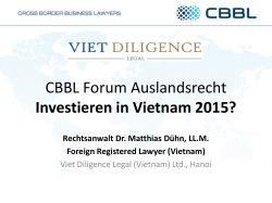 CBBL Forum Auslandsrecht Investieren in Vietnam 2015?