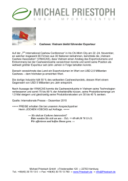 Cashews: Vietnam bleibt führender Exporteur Auf der