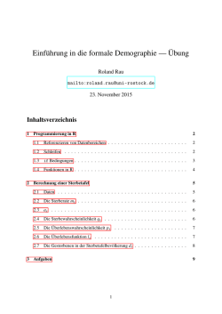 Einf&uuml;hrung in die formale Demographie &mdash; &Uuml;bung