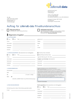 ZUR BESTELLUNG Bestellformular - zollernalb-data