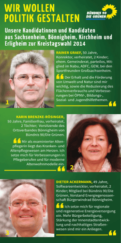 wir wollEn politiK gEStaltEn - Bündnis 90 / Die Grünen, Ortsverband