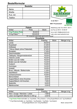 Formular für Vorbestellungen