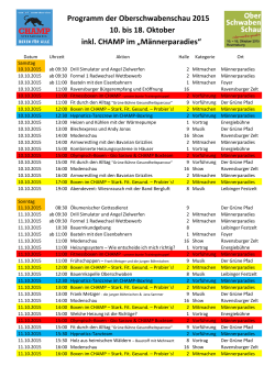 Programm der Oberschwabenschau 2015 10. bis 18. Oktober inkl