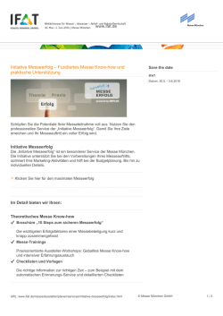Initiative Messeerfolg &ndash; Fundiertes Messe Know