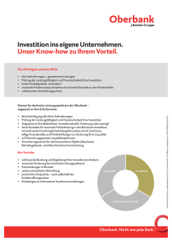 Investition ins eigene Unternehmen. Unser Know