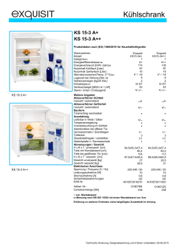 Produktdatenblatt KS15-3A+ Kühlschrank mit