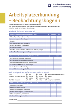 Beobachtungsbogen zur Arbeitsplatzerkundung - Handwerks