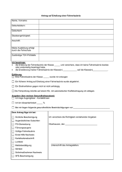 Antrag auf Erteilung einer Fahrerlaubnis