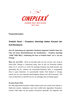 Grateful Dead – Cineplexx überträgt letztes Konzert der Kult