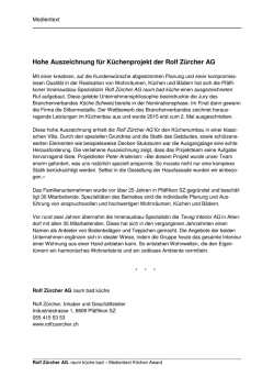 Hohe Auszeichnung f&uuml;r K&uuml;chenprojekt der Rolf Z&uuml;rcher AG