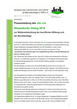 D&uuml;sseldorfer Dialog 2016 zur Weiterentwicklung der beruflichen