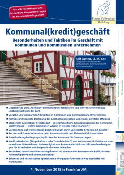 Kommunal(kredit)geschäft - Finanz Colloquium Heidelberg
