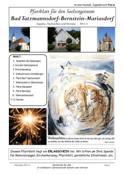 Pfarrblatt für den Seelsorgeraum Bad Tatzmannsdorf