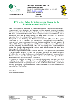 Blitzinfo BVL ordnet Ruhen der Zulassung von Biscaya für die