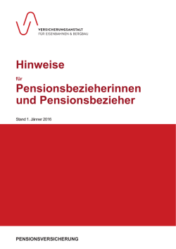 Hinweise Pensionsbezieherinnen und Pensionsbezieher