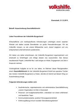 Ausschreibung GeschäftsführerIn Volkshilfe Burgenland GmbH