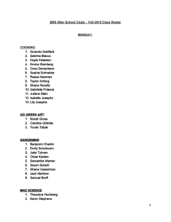 QRS After School Clubs Fall 2015 Class Roster MONDAY