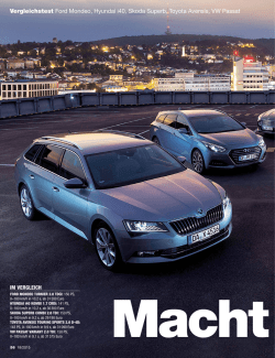 Vergleichstest Ford Mondeo, Hyundai i40, Skoda Superb, Toyota