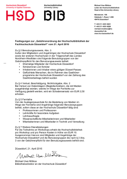Festlegungen zur Geb&uuml;hrenordnung der Hochschulbibliothek