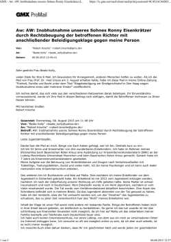 GMX - Aw: AW: Inobhutnahme unseres Sohnes Ronny Eisenkr&auml;tzer