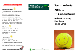 Infoblatt Sommer-Camps 2016 - TC Aachen