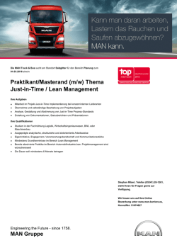 Praktikant/Masterand (m/w) Thema Just-in-Time / Lean