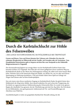 Durch die Karlstalschlucht zur H&ouml;hle des Felsenweibes