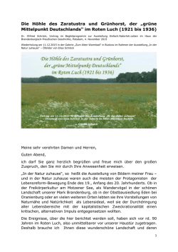 Die H&ouml;hle des Zaratustra und Gr&uuml;nhorst, der &bdquo;gr&uuml;ne Mittelpunkt