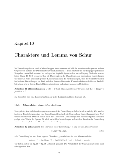Charaktere und Lemma von Schur