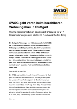 SWSG geht voran beim bezahlbaren Wohnungsbau in Stuttgart